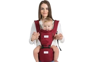 AtoBaby 4-in-1 Baby Carrier with Hip Seat Lumbar Support,One Size Fits All Newborn to Toddler(8-55 lbs) - Cool Air Mesh & Lightweight,Adjustable and Easy to Wear for Outdoor