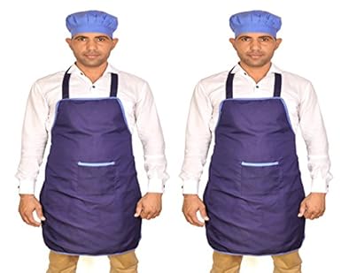 Switchon Waterproof Blue Apron with Cap Pack of 2