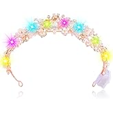 Brishow Light Up Flower Bride Wedding Tiaras and Crowns, Rhinestones Bridal Headband, Crystal Prom Headpiece for Women (Rose Gold)