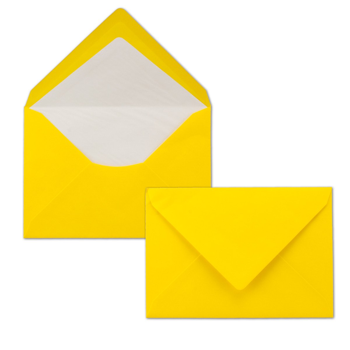 Letter envelopes multicoloured - DIN C6 - lined with white tissue paper - 80 g/m² - 114 x 162 mm - wet gluing - letter envelope with inner lining I brand FarbenFroh® by GUSTAV NEUSER® 50 Pieces sunshine yellow