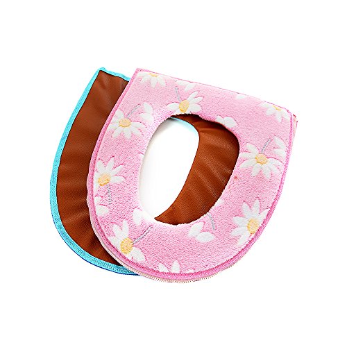 Ya Jin Flowers Toilet Seat & Lid Cover Soft Warmer Plush Closestool Seat Cushion Pads Set Pink