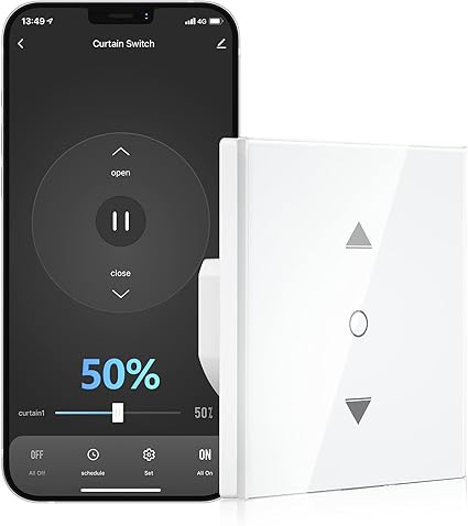 Porcentaje UpgradeInterruptor Persianas WiFi Maxcio Interruptor Persianas Control por Porcentaje de APP Y Voz Compatible con AlexaGoogle Home con Temporizador para Motor Persiana Tublar