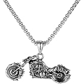 PikaLF Motorcycle Necklace for Men, Hip Hop Motorcycle Necklace, Vintage Motorcycle Biker Pendant Necklace with 23.6" Chain