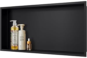 MERRANOX No Tile Needed Matte Black Shower Niche Insert – Retrofit Waterproof 304 Stainless, Sloped Base, 24''×12'' Recessed Shelf for Contractor Remodel Showers