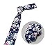 Secdtie Men's Skinny Tie Fashion Causal Cotton Floral Printed Linen Necktie (One Size, Navy blue)