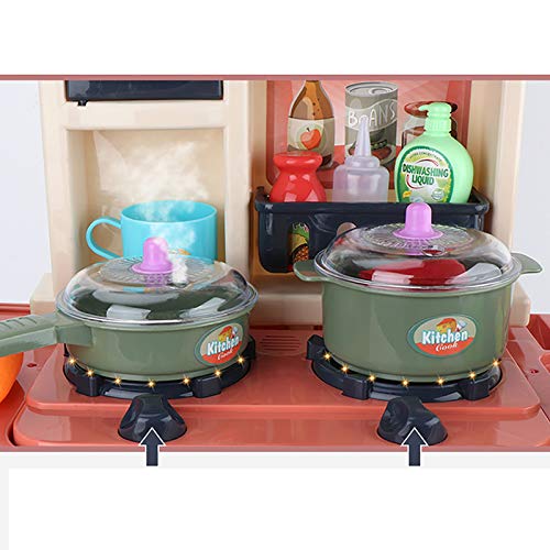 HYISHION Große Spielküche, Kinderküche mit Wasserpumpe Herd Spielzeug Spielküche Zubehör mit Sound Licht Lebensmittel… – Bild 6