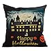 HOSL PW01 4-Pack Happy Halloween Square Decorative Throw Pillow Case Cushion Cover Bat Pumpkin