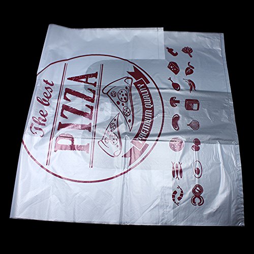 Pizza Carry Out Bag with Handle Plastic Merchandise Shopping Food Storage Bags Grocery Take Out Container Polythelene Reusable Convenient Store Wrapping (50, 40x58cm (15.7x22.8 inch)- 12 INCH Pizza) - Thumbnail 2
