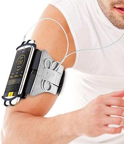 Armband for iPhone 7/7 Plus/6/6S Plus Forearm Arm Band Universal Phone Holder Case 180°Rotatable Wristband for Jogging Running for Samsung Galaxy S8/S8 Plus/S7/S7 Edge 4.0"-6.0" Smartphone(Silver)