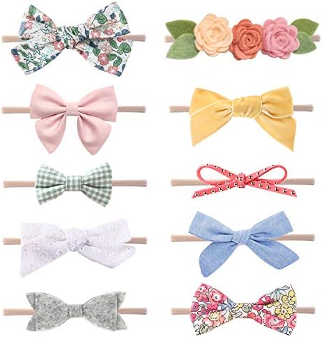 Baby Girl Headbands and Bows, Newborn Infant Toddler Nylon Hairbands Hair Accessories by LittleJoJo
