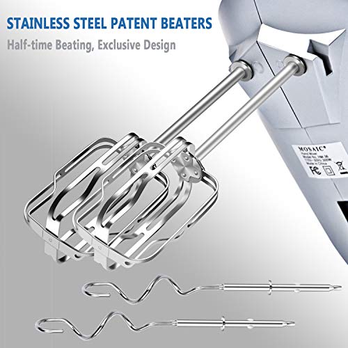 Hand Mixer Electric MOSAIC Kitchen Mixer 5 Stainless Steel Attachments with Turbo Function Included and Storage Base