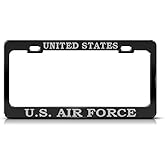 United States U.S. Air Force Steel Heavy Duty Black License Plate Frame Tag Border Gray