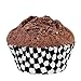 TecUnite 100 Pieces Checkered Flag Cupcake Wrapper Liner Racing Car Cupcake Toppers and 100 Pieces Checkered Flag Toothpicks Racing for Cake Decorations(Black and White)