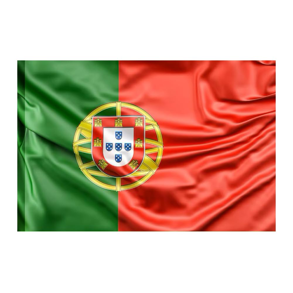 Portugal Flag 90 cm x 150 cm, Large with Pole Loop and Laces to Attach Lightweight Flag for Sports, Football, Demonstrations, Buildings, (Portugal)