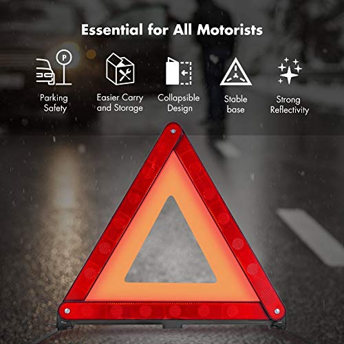 MYSIBKER Triangle Emergency Warning, Triangle Reflector Safety Triangle Car Emergency Roadside Kit 1 Pack