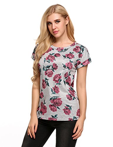 Easther Women Summer V Neck Chiffon Sequins Tunic High Low Hem Short Sleeve Blouse Shirt Tops
