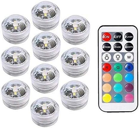 YiYunTE Mini Waterproof Submersible LED Light Underwater Pond Light Mood Lamp RGB Multicolor Tea Lights Remote Control for Halloween Christmas Aquarium Party Decoration Vase Fish Tank Wedding