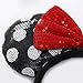 WLFY Mickey Mouse Minnie Mouse Sequin Ears Headbands Butterfly Glitter Hairband Girls Party Supplies (White dot black red bow)