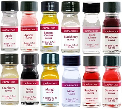 LorAnn Oils Gourmet Super Strength Fruit Flavors (No Oils) 1 Dram Variety Bundle #1 (Pack of 12)