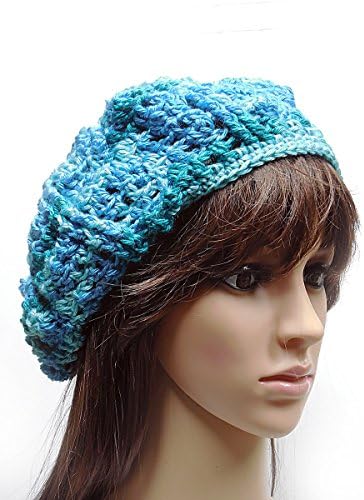 A Touch of Elegance Blue Teal Beret Slouchy Hat Handmade
