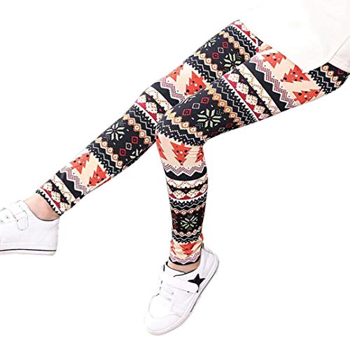 UOFOCO Baby Girls Pencil Pants Christmas Children Trousers Printing Leggings Flower Pants