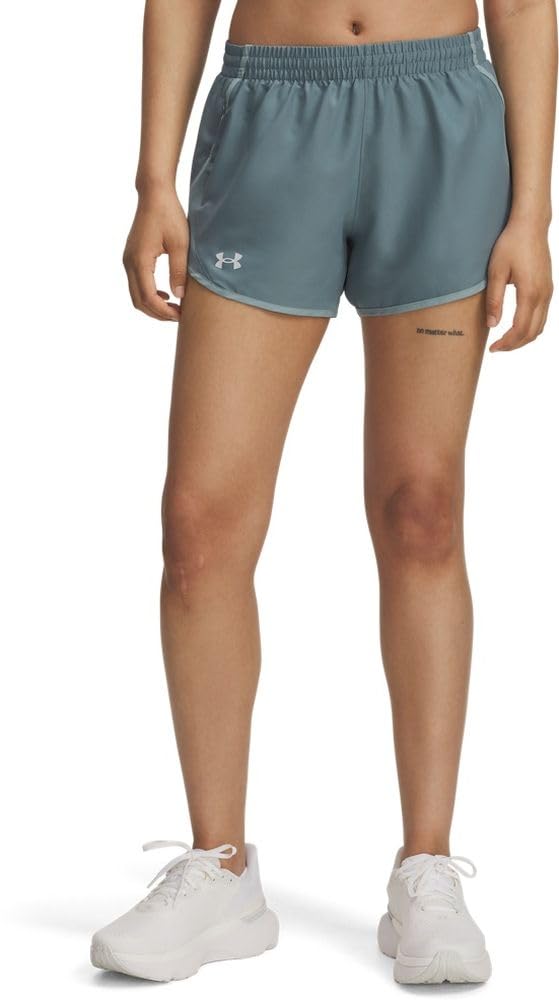 Under Armour, Womens, Fly by Shorts, Jasper Blue/Serpentine/Reflective, X-Small Image