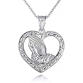 Claddagh Gold Serenity Praying Hands Heart Love Pendant Necklace Fine Real Solid 925 Sterling Silver