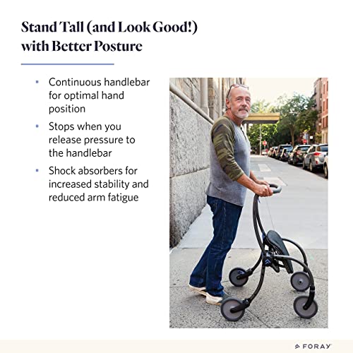 FORAY Spring Upright Rolling Walker Rollator with Seat & 8 Wheels for