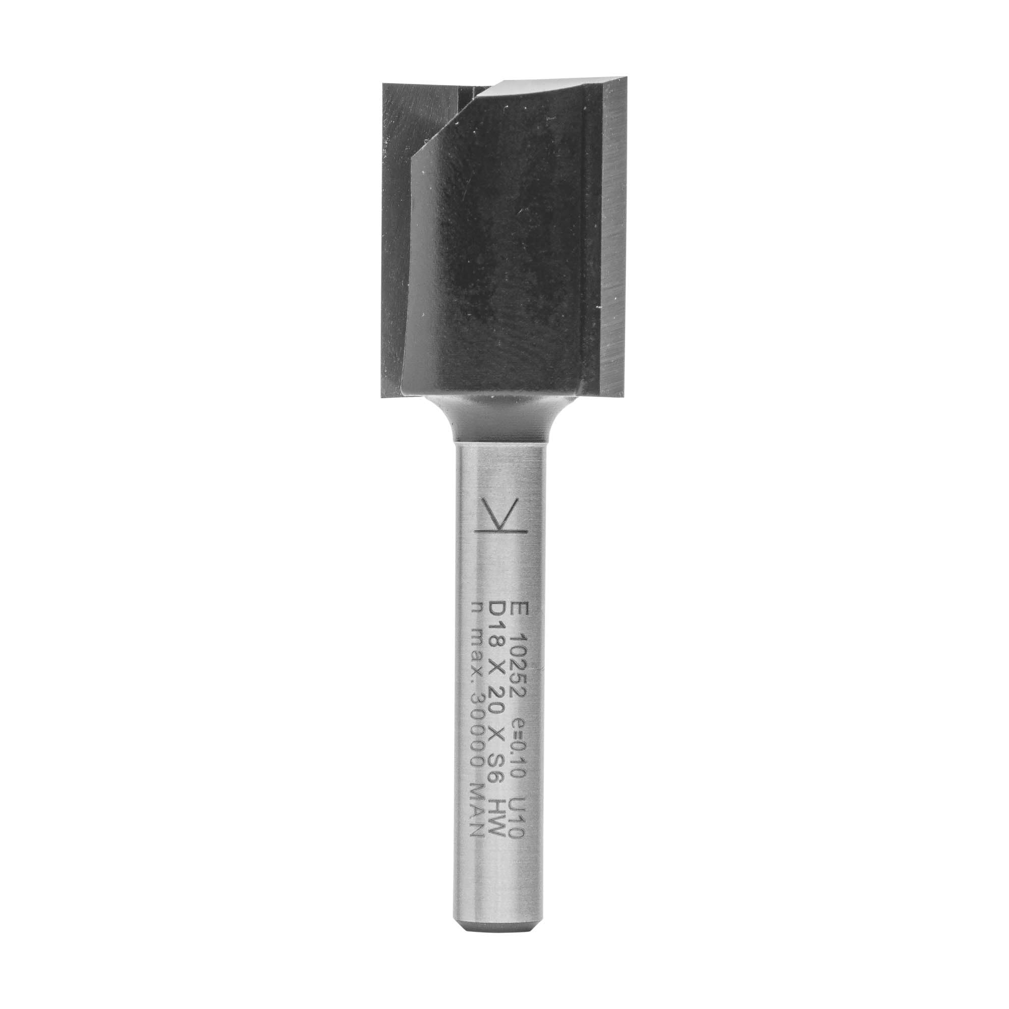 ENT 10252 Straight Cutter Tungsten carbid TC, Shank (S) 6 mm, Diameter (D) 18 mm, NL 20 mm, SL 32 mm, GL 52 mm