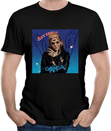 SIXFINE Mens Gri Six Mes - Art Angels Made Short Sleeve Shirt Tees Black XX-Large