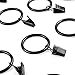 HYTEa Rustproof Drapery Rings with Clips, Classic Retro Black Matte, Extra Thick Curtain Clip Ring (1.46