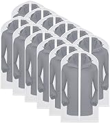 HomeClean Garment Covers Bag 12 Pcs 24x40in Transparent Dustproof Zipper