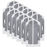 Garment Bags for Hanging Clothes Breathable Suit Bag (Set of 12) Covers with Zip PEVA Clothes Cover Bags Coat Waterproof Dress Cover Bags for Wardrobe Storage and Travel for Suits, Gowns-24'' x 40''