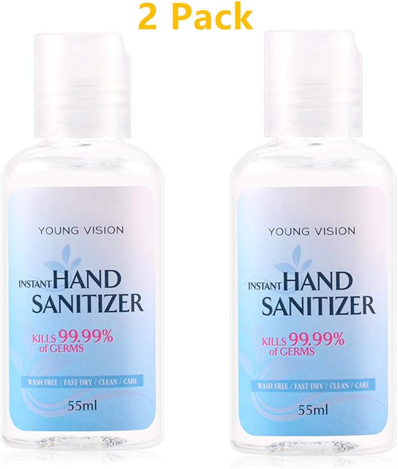 KingYue Instant Hand Sanitizer Gel (2 Pack x 55ML) Kills 99.9 Percent of Harmful Substance, Super Protection Travel Waterless Portable Mini Liquid Soap Moisturizing Disposable No-wash Quick Dry