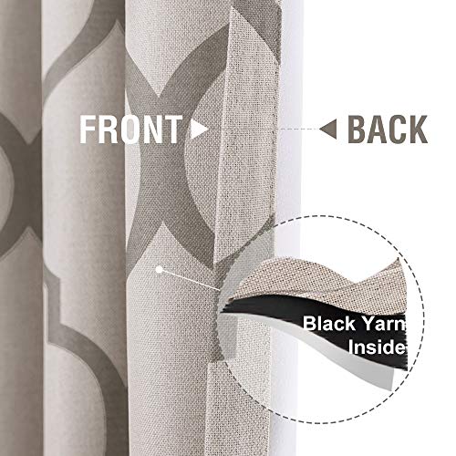 jinchan Linen Textured Curtains Moroccan Tile Printed Curtain Panels ...