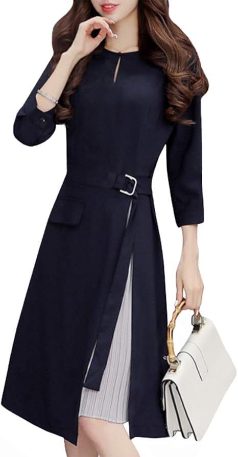 Amazon Eastempo ワンピース レディース ドレス ロング 春秋冬 結婚式 お呼ばれ フォーマル 無地 Aライン おおきいサイズ コート ジャケット 通販