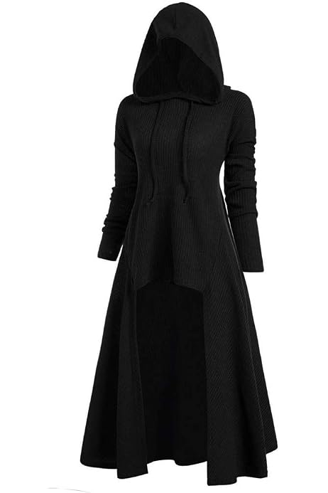 Womens Fashion Hooded Plus Size Tops Vintage Cloak High Low Sweater Blouse  Black at Amazon Women's Clothing store
