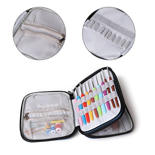 Goldwheat Crochet Hook Case Zipper Storage Organizer Bag Holder,Dark Purple - Thumbnail 4