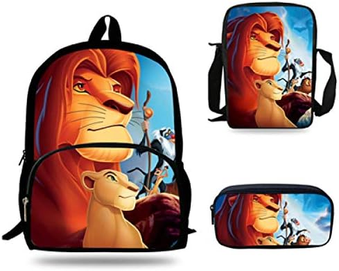 16inch Child Schoolbags Girls Mochila Cartoon Amnimals Bag The Lion King Backpack for Boys Teenagers Rucksack 3 Set,7J0173