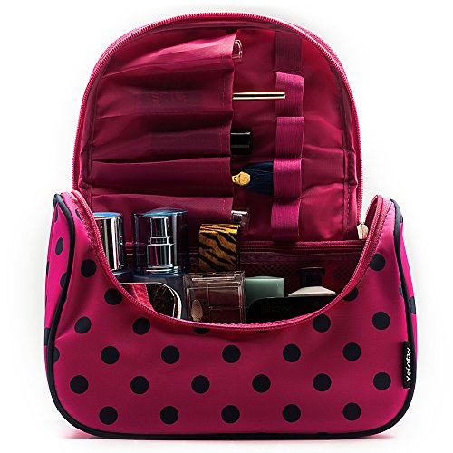 Travel Cosmetic Bag Cute, Yeiotsy Polka Dots Makeup Bag For Girls