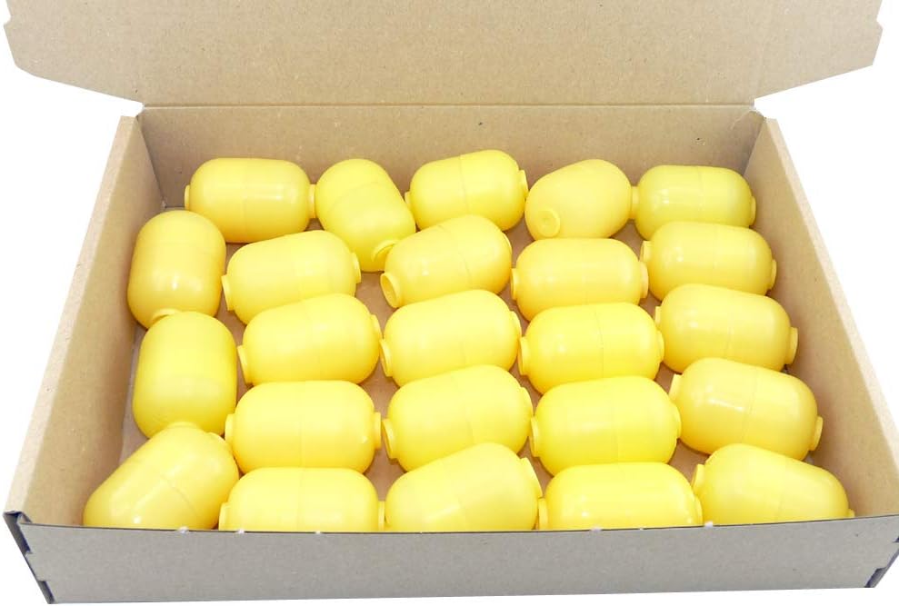 24 yellow surprise egg capsules, two-piece (egg capsule from Ferrero).