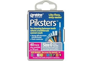 Piksters 0.35 mm Size 0 Silver/Grey Interdental Brush - Pack of 40 by PIKSTERS