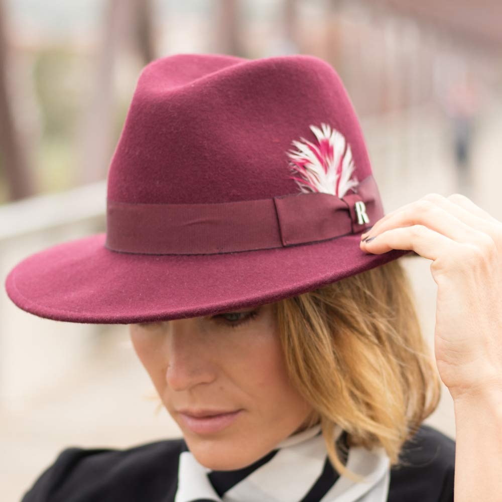 burgundy trilby hat
