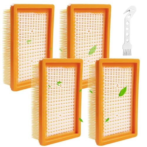 4 pieces for Kärcher vacuum cleaner filters, for Kärcher WD4 WD5 WD6 MV4 MV5 MV6 multi-purpose vacuum cleaner with 1 brush, flat fold filter for vacuum cleaner accessories for Karcher wet, multi-purpose vacuum cleaner replacement