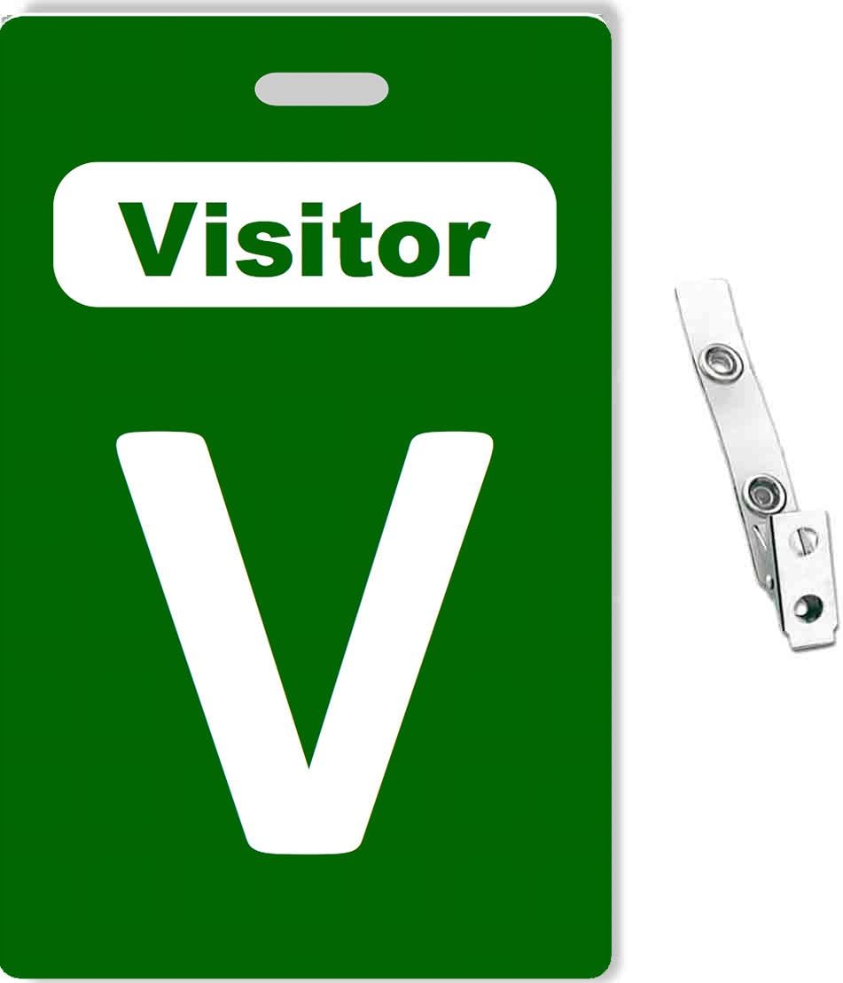Green PVC Visitor Panel ID Badge and Clear Vinyl Strap
