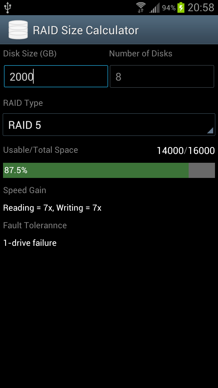 RAID Calculator Appstore for Android