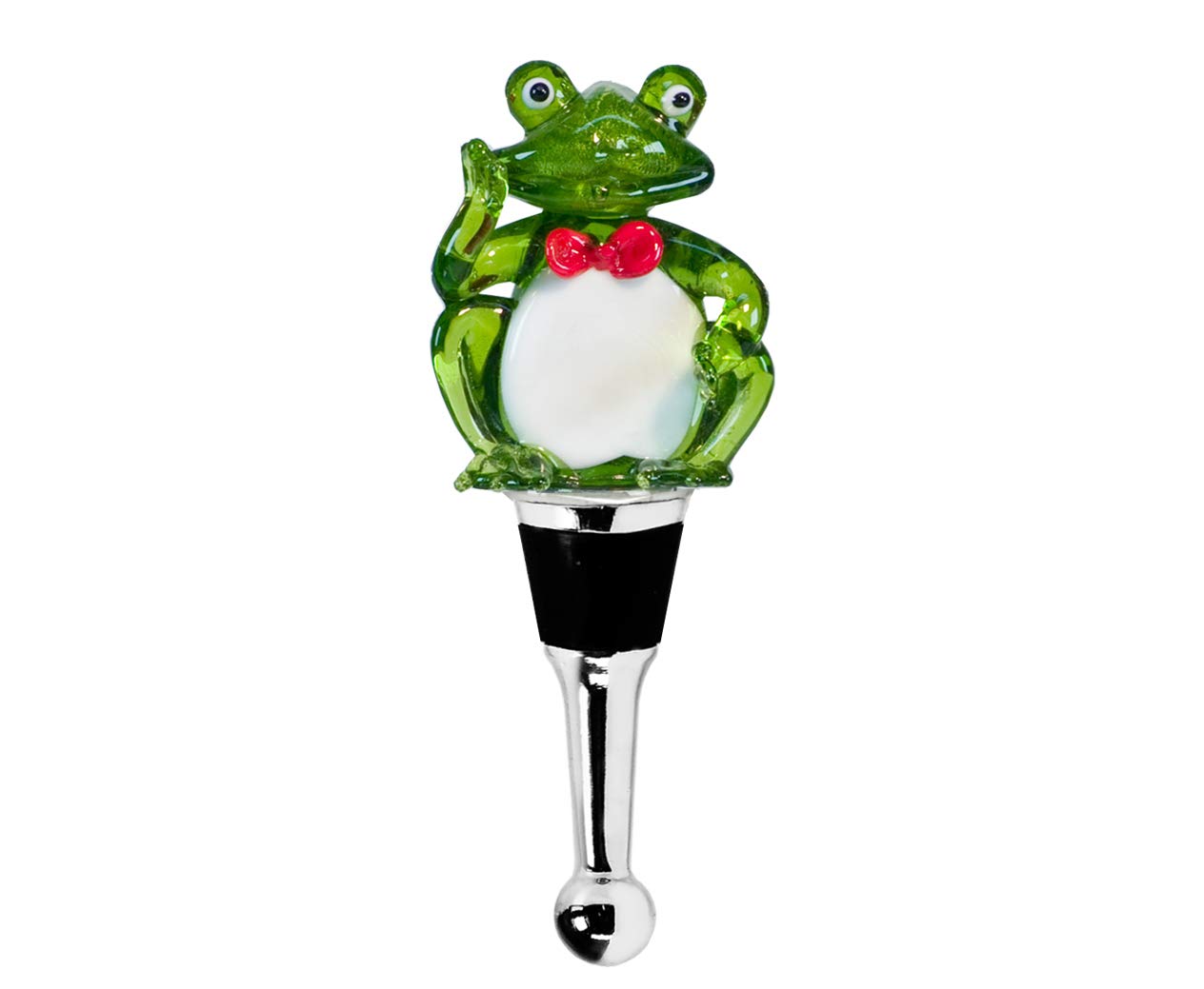 EDZARD Bottle Stopper Frog for Champagne, Wine and Sparkling Wine, Murano Glass Technique, 4,3 in high, Handcrafted