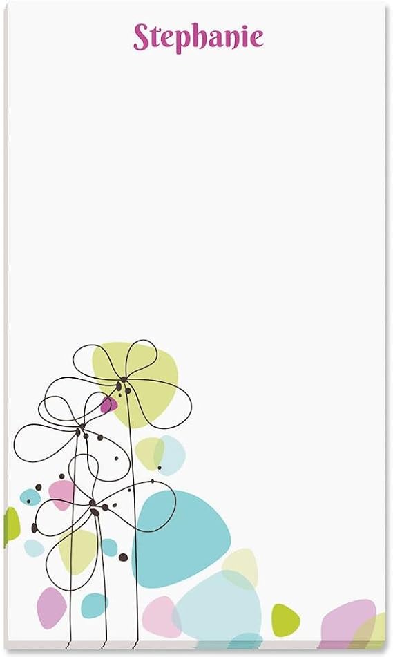 Sketched Flowers Personalized Notepad 1 pad, 50 Sheets