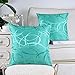CaliTime Throw Pillow Covers Pack of 2 Modern Shining & Dull Contrast Circles Rings Accent Geometric Cushion Cases Shells for Couch Sofa Home Decor 18 X 18 Inches Turquoise