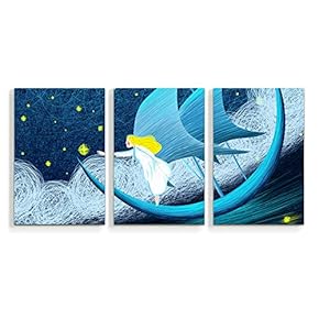 3 Panel Canvas Wall Art Quiet Dream Pictures Home Wall Decorations for Bedroom Living Room Paintings Canvas Prints Framed - 16"x24" x 3 Panels